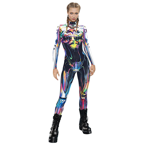 Kvinder Robot Punk Skelet Cyberpunk Steampunk Sexet Slim Jumpsuit Catsuit Cosplay Kostumer Zentai Bodysuit Fancy Dress Halloween G G M