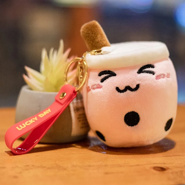 10 cm Sød Bubble Tea Nøglering Blød plys vedhæng Fyldt Boba Dukke Kawaii Rygsæk Taske Dekor Fødselsdagsgaver til piger Drenge 10c 10cm pink miyan