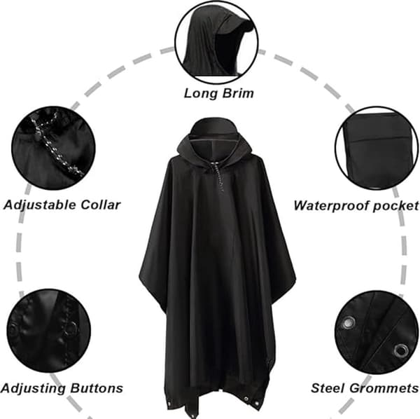 3-in-1 Monitoiminen Vedenpitävä Sadeponcho - Poncho