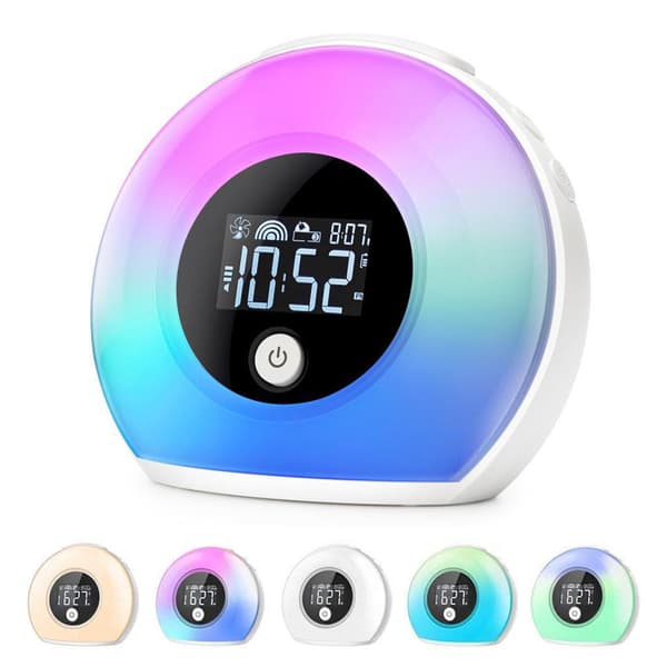 Ljus väckarklocka med Bluetooth-högtalare, väckarklocka för barn