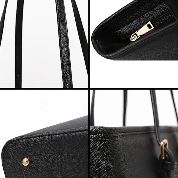 Handväskor för kvinnor, svart väska, stor väska, axelväska för kvinnor, elegant väska, justerbar väska med blixtlås - Perfet