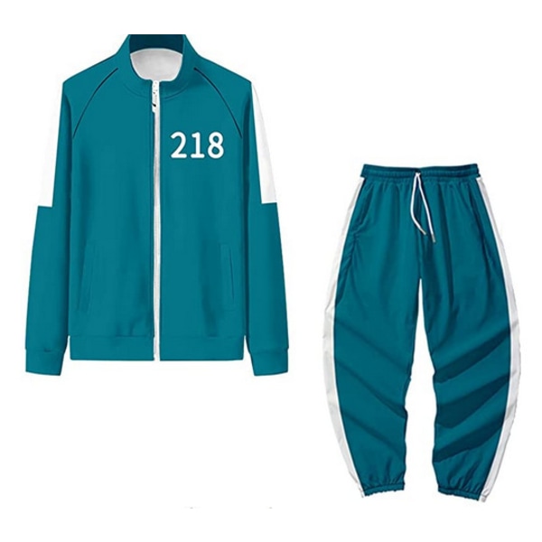 Squid Game Digital Print Fickficka Sweatshirt & Zipjacka & Joggingbyxor Set 218 4XL