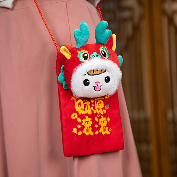 2024 år Dragon Mascot Zodiac Dragon Plysch Doll Hold Lucky Bag A7