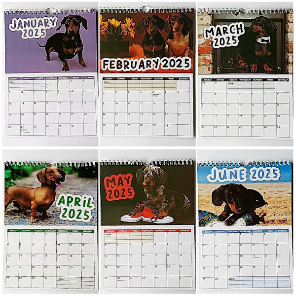 2025 Cheeky Dachshund-kalender Jul Nyår Gåva Vägg Månadsvis Planerare Dekoration Tidshantering Hängande Kalender