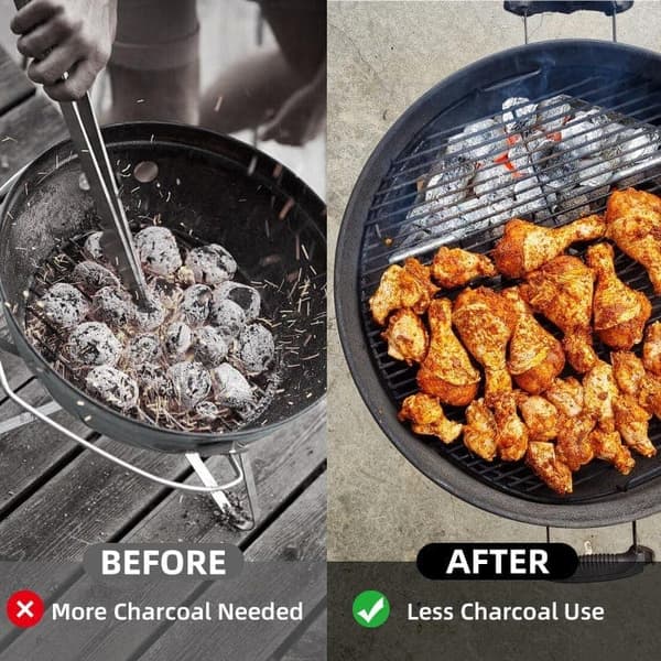 Charcoal Grill Baskets 2-pack - Replacement Baskets for Grills - High-Quality BBQ Accessories Silver 0.6MM