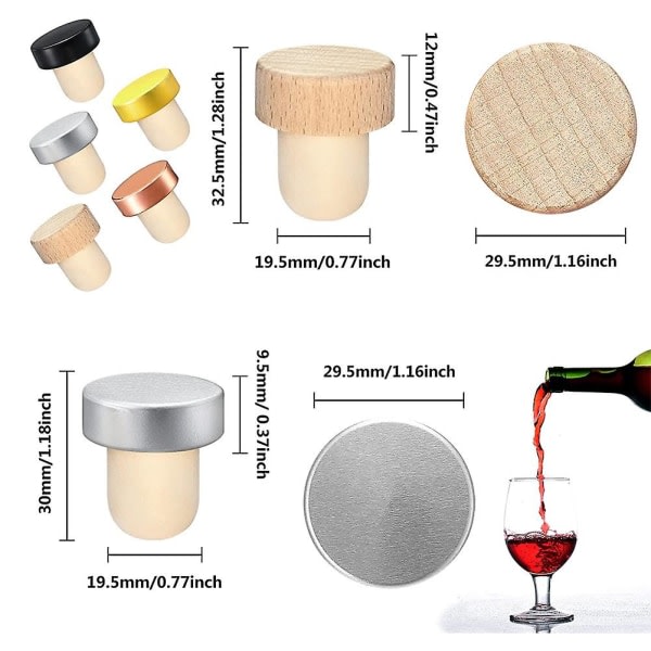 30 count vinflaskor korkar t-formade vinproppar provsmakning korkar utbyte återanvändbara korkar glas b