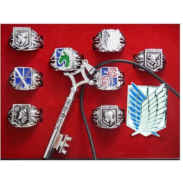 10 kpl Sormussarja 8 Attack on Titan Anime Sormukset 1 Seosavain 1 Rintakoru Lahja lapsille