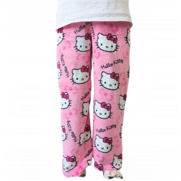 Tegneserie HelloKitty flanellpyjamas Plysj fortykket varme pyjamas for kvinner Rosa XL