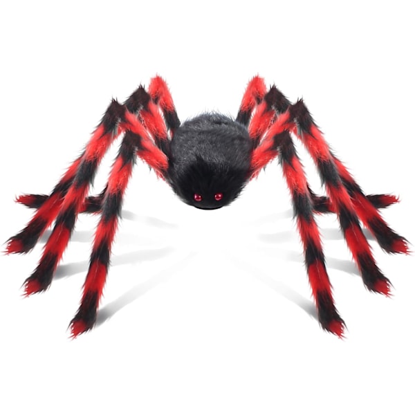 Halloween-dekorasjon edderkopp, 59 tommer gigantisk edderkopp Halloween-dekorasjon, falsk stor skummel Halloween edderkopp dekorasjonsrekvisitt rød svart Red Black Spider