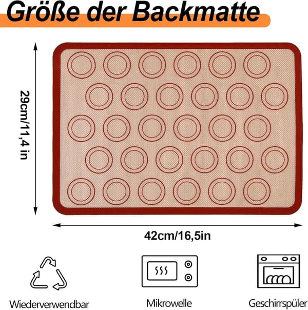 **Gjenbrukbar Macaron Bakematte - 2-pakning, Non