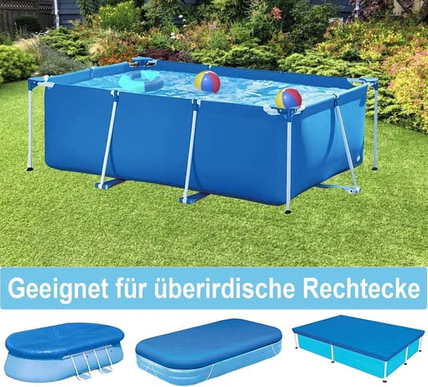Swimmingpoolafdækning - rektangulær poolafdækning - PE-måtte - vandafvisende - støvtæt - sol