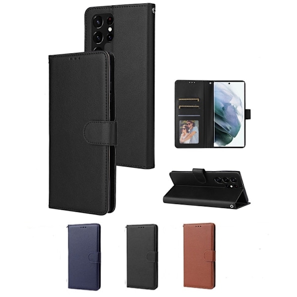 Samsung S22 Ultra Lompakkokotelo - 3 Väriä musta black