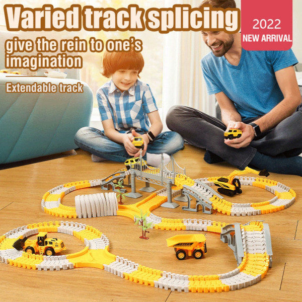 Barnens Byggbilbana Leksak DIY Racetrack Elbilbana Race Set Toddler Julklapp Förälder-barn Interaktiv Leksak null - A
