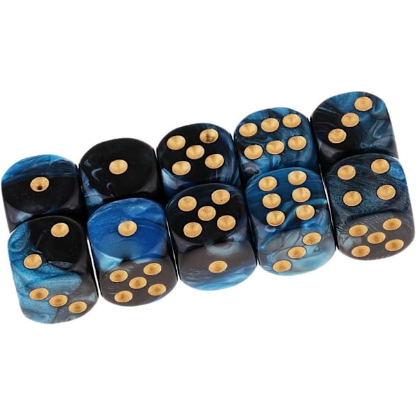 20 kappaletta monisivuisia noppia D6 noppia 6-sivuisia 16 mm akryylinoppia pelejä varten DND noppia RPG MTG lautapelejä (sininen musta ja punainen musta)