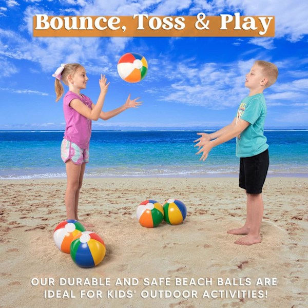 Rainbow Beach Balls (12-Pack), 30cm Inflatable Pool Toys