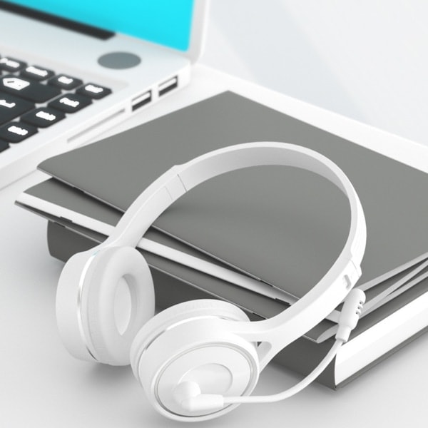 Trådløse Bluetooth 5.1 Hovedtelefoner til Læring Business Hovedtelefoner med Mikrofon Support TF Kort Android og IOS Hvid Vit