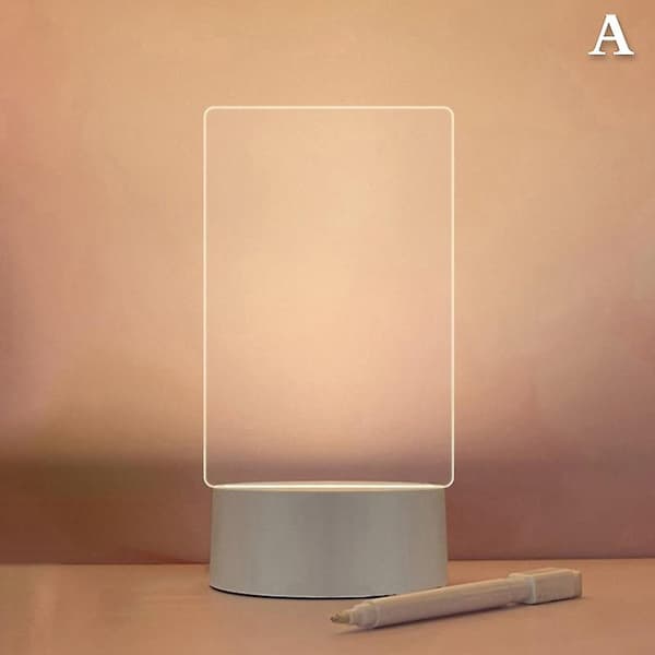 Creative USB LED Message Board Night Light with Pen DIY Night Lamp Decoration A Transparent A Transparent