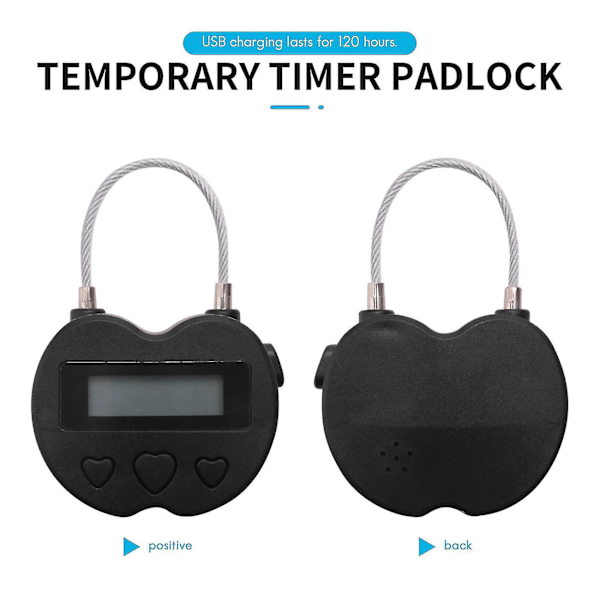 Smart Time Lock LCD-display, USB-laddningsbar, Tillfällig Timer-hänglås, Resa, Elektronisk - YNP