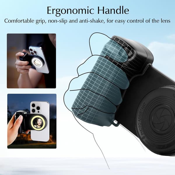 Magnetic Selfie Ring Light, Rechargeable LED Fill Light with Mirror for iPhone, Wireless Bluetooth Remote Control for Video Vlog Photography
