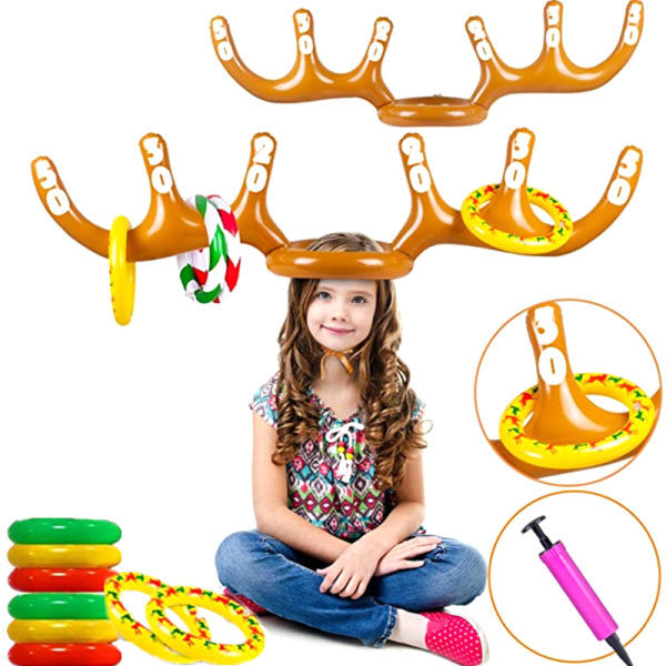 1 sett Julelek Julegave Oppblåsbar Morsom Reinsdyr Hornhatt Ringkast B2 én størrelse B2 B2 one size