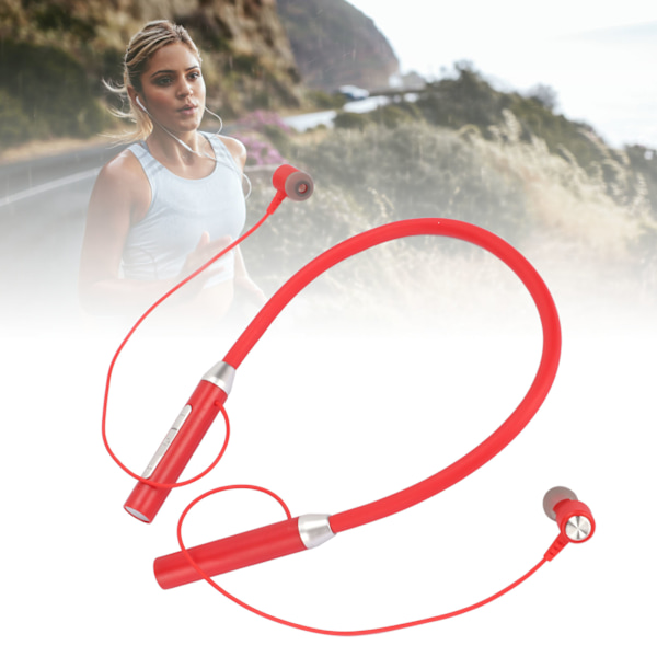 Langattomat Bluetooth 5.2 IPX5 vedenpitävät stereoergonomiset parannetulla bassolla varustetut magneettiset kaulanauhakuulokkeet, punainen