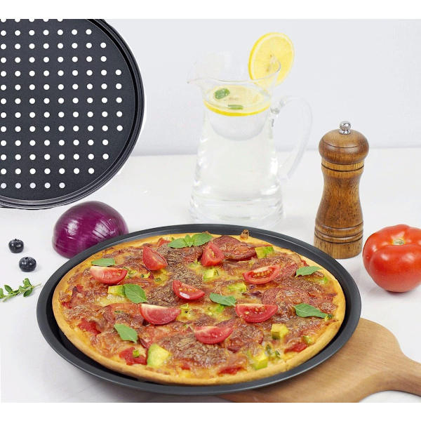 3 stk. - Pizzapander - rund pizzabakke - pizzabageplade - bageplade - runde bageplader m/ non
