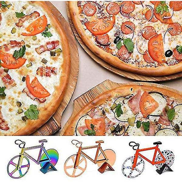 Pizzasaks i cykelform - Rustfrit stål, non-stick skærekniv