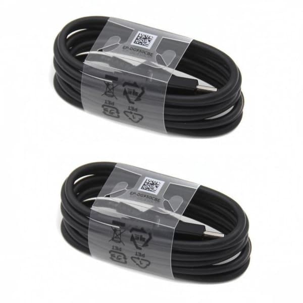 2 stk Samsung Galaxy S10, S20 Original USB-C-kabel Sort