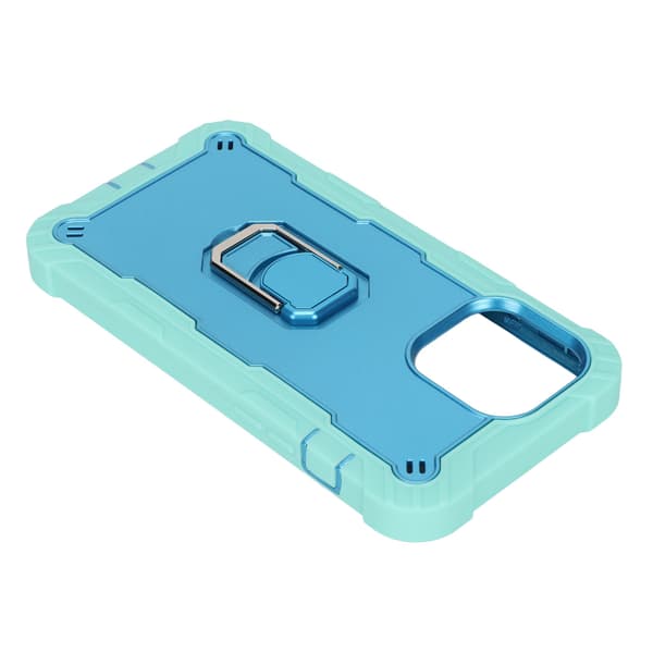 Ridsefast panserbeskyttelse med stativ til iPhone 13 Pro Max mobiltelefoner Armor Protect Case (grøn blå) 0.1