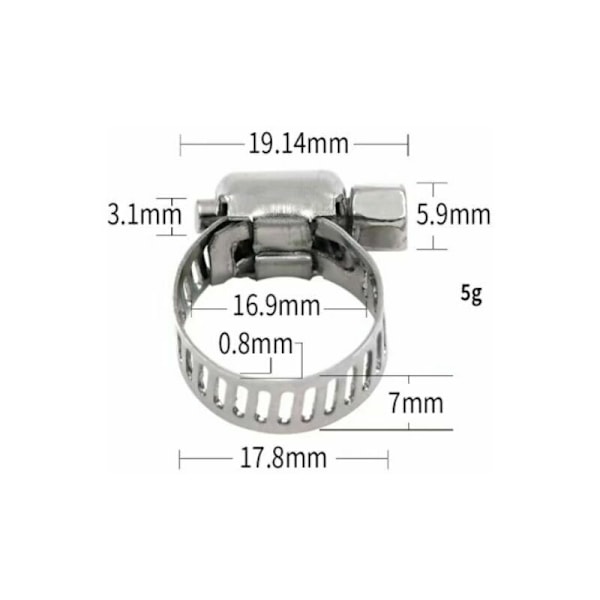 12 st (10-16mm) Galvaniserade Rostfria Stål Slangklämmor 201 Multi-Spec