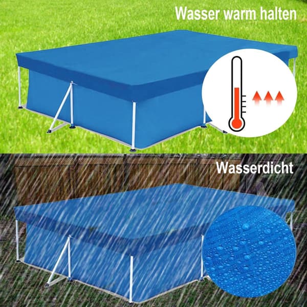 Swimmingpoolafdækning - rektangulær poolafdækning - PE-måtte - vandafvisende - støvtæt - sol