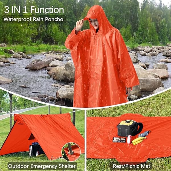 Poncho - Regnfrakk - 210*140cm - Multifunksjonell vannavstøtende regnponcho