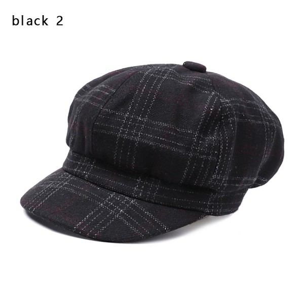 Ottekant Cap Hatte Maler Newsboy Keps Kvinder Basker SORT black 2