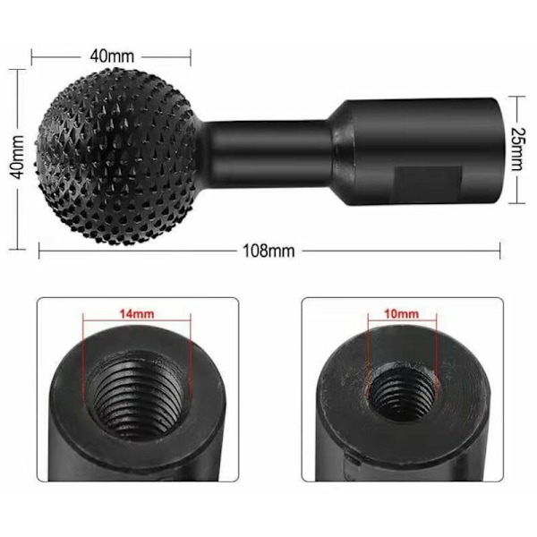 Roterande sfärisk fräs 10mm Sfärisk slipmaskin 40mm Roterande slipmaskin Träbearbetning Gravyr Handverktyg Vinkelskärare Ersättning