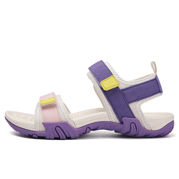 Dam Sport Sandaler Mode Platt Strandskor beigepurple 37