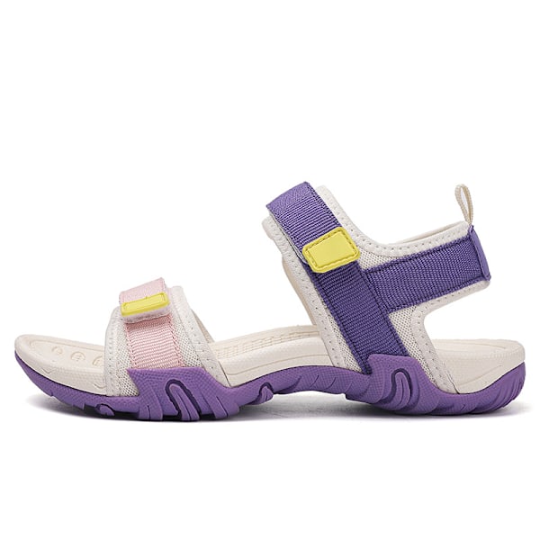 Damesportssandaler, Moderigtige Flade Strandsandaler beigepurple 36