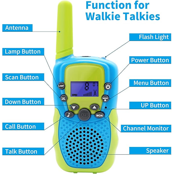 2-pack Walkie Talkies för barn 3 4 5 6 7 år, pojkar och flickor