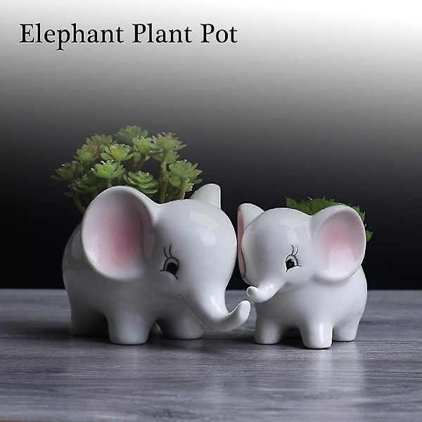 Elefant Succulent Växtkrukor Vas Keramik Blomkruka Bonsaiplantor Heminredning Blomkrukor, Skrivbords Mini Ornament 2st