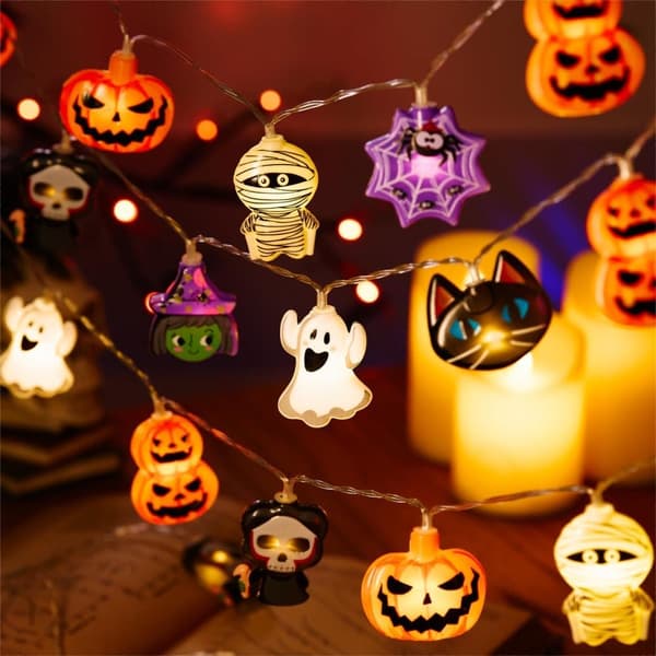 Halloween String Lights, 3 Meters Long, 20 LED Beads, Battery Operated, 8 Flashing Modes