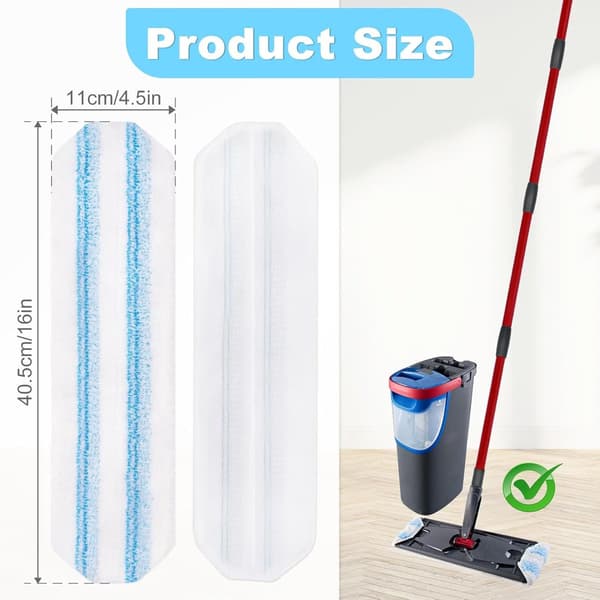 3-pack - Lämplig för Vileda H2Pro Flatmop Ersättning - Lämplig för OCedar H2prO Flatmop