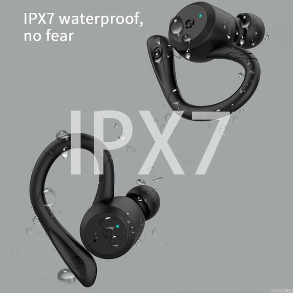 Støjreducerende Bluetooth-headset Trådløs In-ear Høj Effekt Sport Bluetooth-headset Mini Headset (Sort)