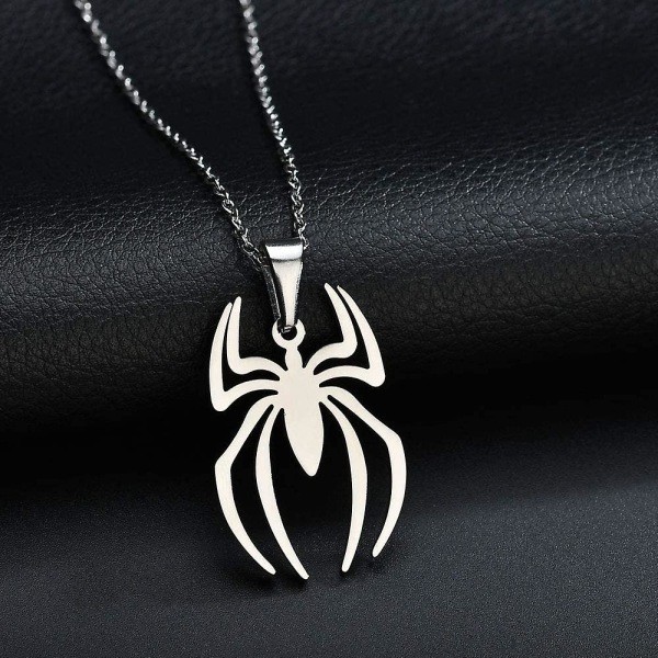 Spindelhänge, Halsband i Rostfritt Stål, Lätt, Spiderman-Charm Smycke för Barn, Kvinnor, Pojkar, Flickor