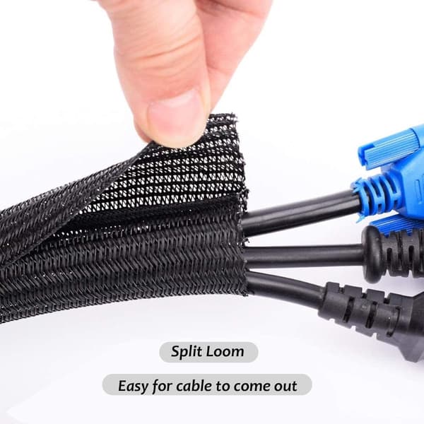3m*13mm - kabelskydd - kabelhantering - kabelslang - svart kabelskydd - kabelhantering