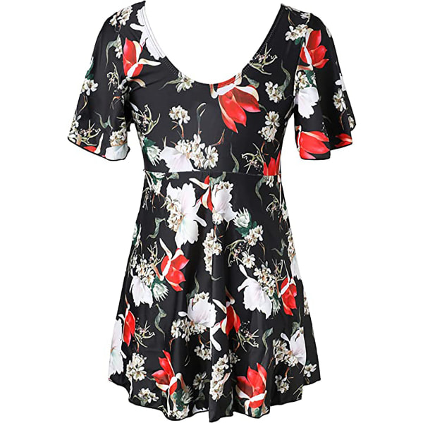 Badedragt til kvinder i plus size Sort lilje 40-42