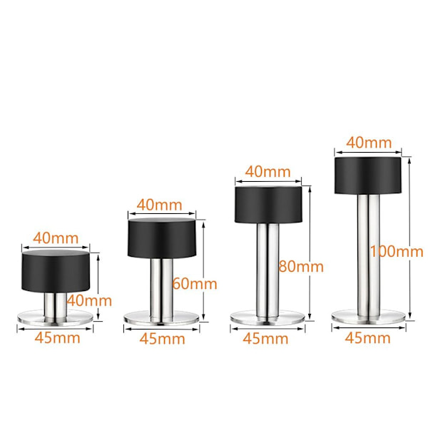 Dørstopper Gummistopper SORT 100MM Sort Black 100mm