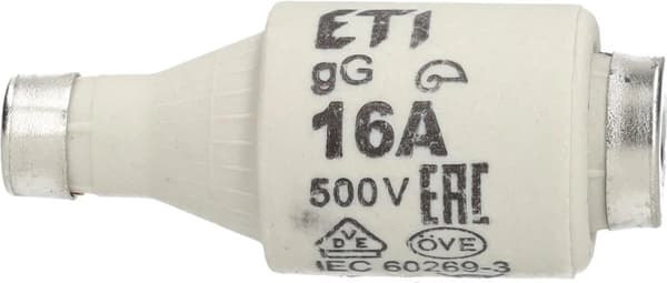 ETI DII-säkringar 16A tröga 500V, 25-pack keramiska smältsäkringar för kortslutningsskydd i elcentral