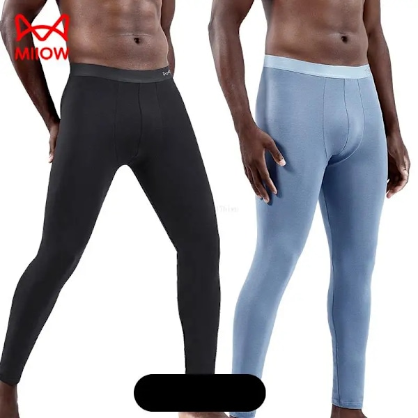 2-pack Värmeunderkläder för Män 50S Ren Bomull Vinter Varma Byxor Mjuk Elastisk Underdel Långa Kalsonger Herr U Konvex Leggings 8 8 l