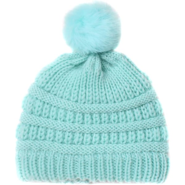 Baby strikket vinterhue, blød og varm unisex hue til drenge og piger, perfekt skihue Light green