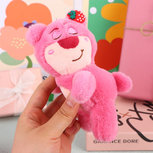 Lotso plysj nøkkelring Strawberry Bear Doll Pendant nøkkelring Bac B