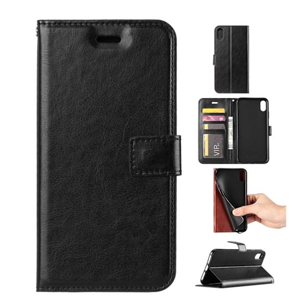 iPhone 6/7/8/SE Wallet Case Læder Skin Case Sort sort black